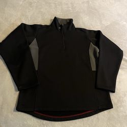 Vintage 90s Old Navy Outdoor Mens Medium Black Gray Quarter Zip Sweater Pullover