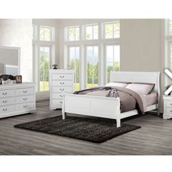 FIVE PIECE BEDROOM SET WHITE OR GREY (FREE DELIVERY)