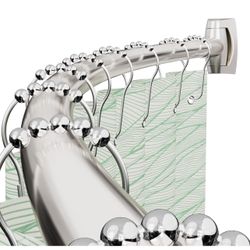 Curved Shower Curtain Rod 43-72 Inches Adjustable, Aluminum Shower Rod Rustproof, Round shower
