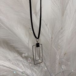 Rectangle Double-Bar Pendant Necklace