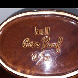 Vintage Hull Brown Drip Casserole/Serving Dish with Lid Oven Proof  USA Made