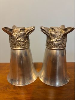 Pewter Wolf Head Stirup Goblets