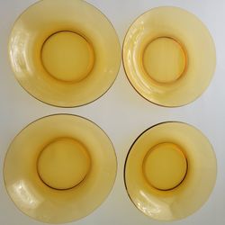Vintage Vereco France Amber Glass 8 Inch Soup Cereal Salad Bowl Set of 4
