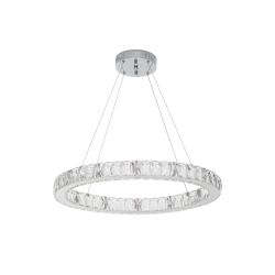 26-Watt Chrome Integrated LED Pendant with Clear Crystals
