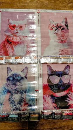 Cat Diamond Painting Kits Set of 4