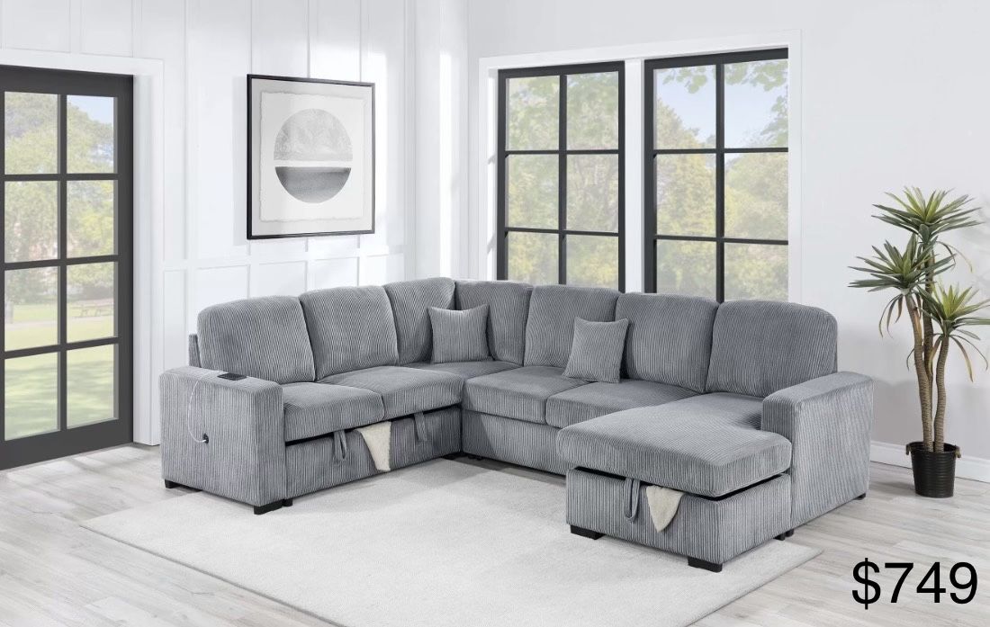 Corduroy Sectional Sleeper Sofa