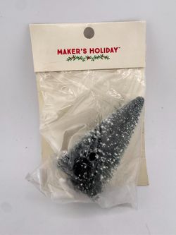 Maker's Holiday Flocked Bottle Brush Tree Miniature Christmas Decor NIP 2016
