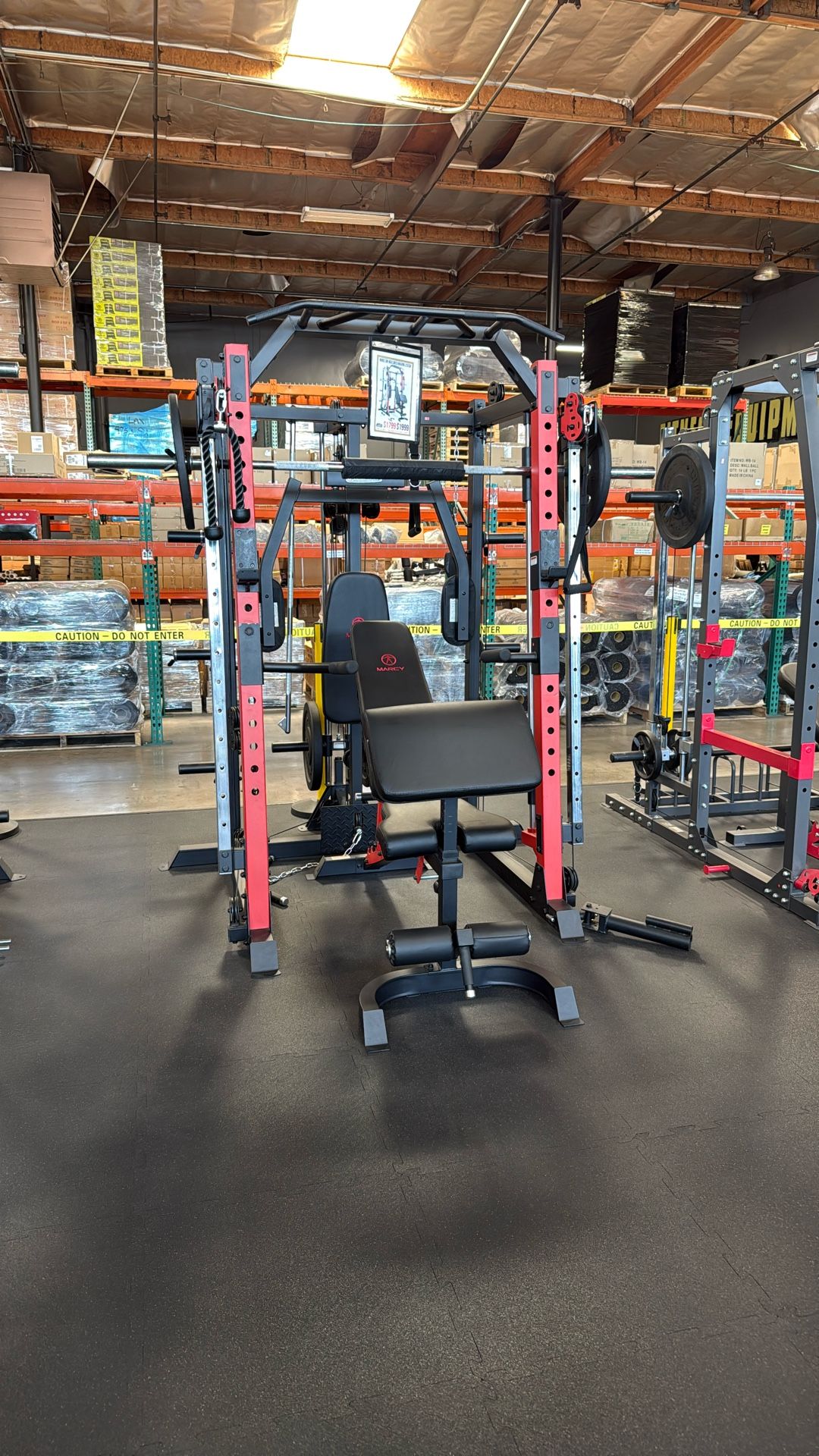 MARCY SM-4033 Home Gym Smith Machine Squat Rack Power Cage with Olympic Bench
