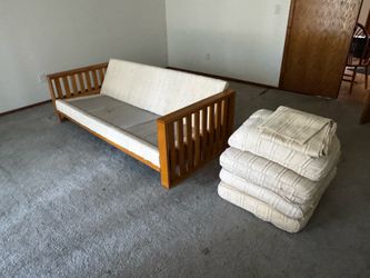 vintage original Frank Lloyd Wright Design Sofa 85" Couch <> Solid Wood Frame