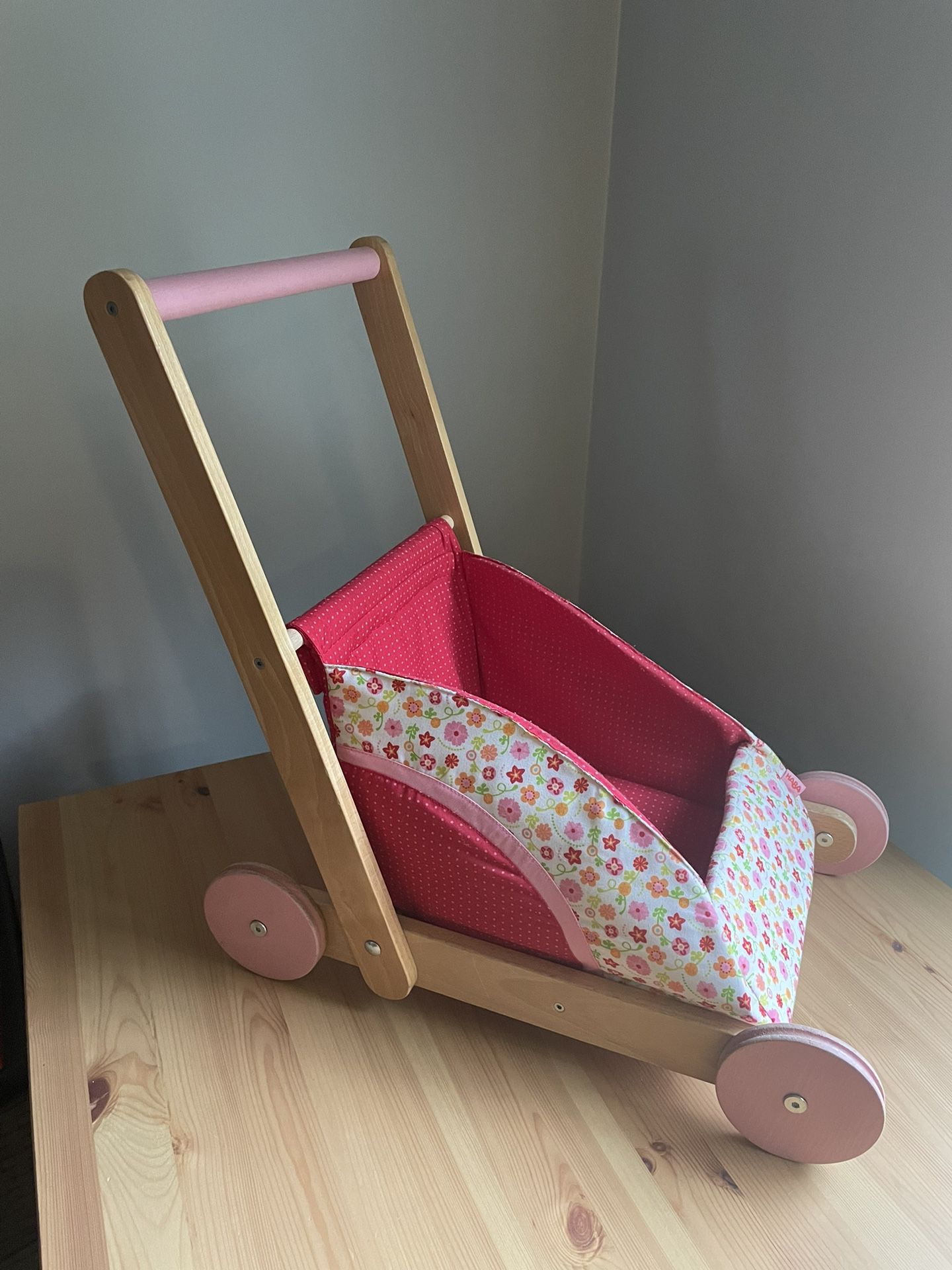 Haba Wooden Baby Doll Pram Stroller Carriage Cart Summer Meadow Doll