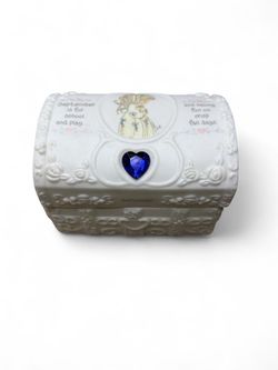 Vintage 1995 Precious Moments September Sapphire Birthstone Trinket Box