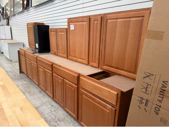 10 pieces oak kitchen cabinet sets