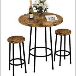 Recaceik 3 Piece Pub Dining Set Modern Round Bar Table & Stools For 2