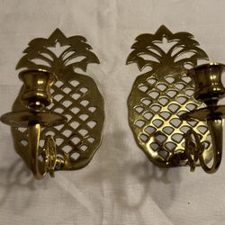 Pair Of Brass Pineapple Sconces 