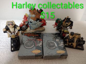 2ea decks of Harley playing cards new and several Harley collectable figures