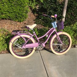 24” Huffy Nel Lusso Ladies/Girls Lavander Beach Cruiser 