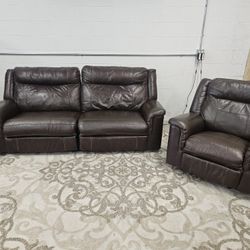 Leather Power Reclining Couch Set