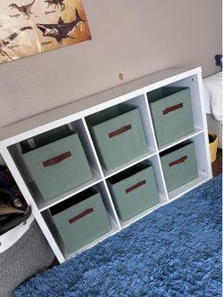 Kids cabinets with new green bins
