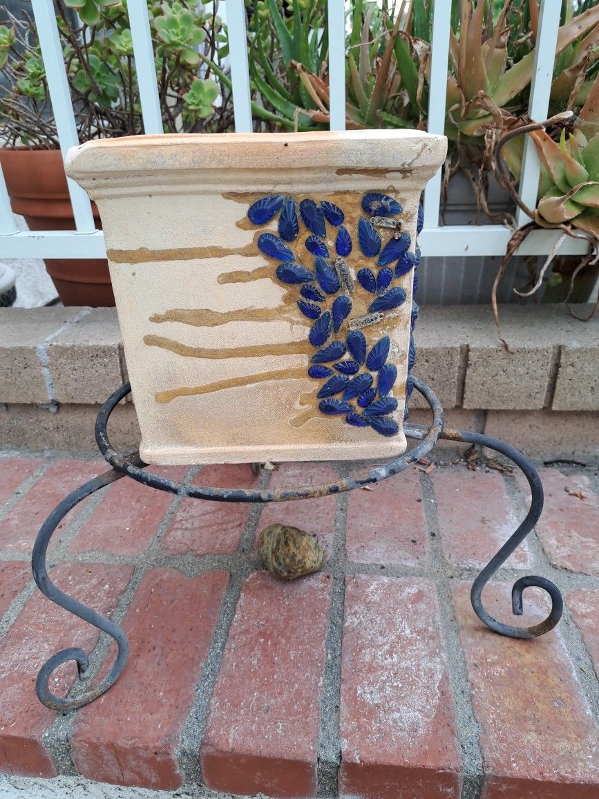 Garden Pots 8" With Stand Ceramic