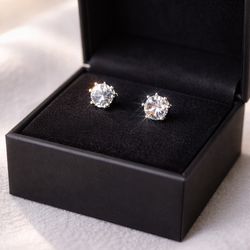Diamond look moissanite earring 0.5 carat (passes Diamond tester✅)