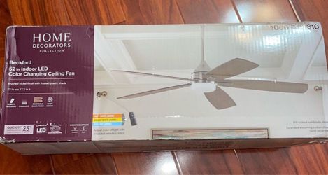 Home Decorators Beckford 52” Ceiling Fan With Remote & Light In Sealed Box