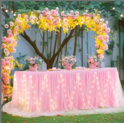 Shillance Pink Tulle Table Skirt 14FT