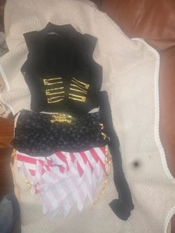 Pirate Costume Set with Skull Print Skirt Vest and Accessories
