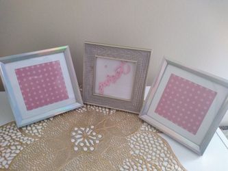 Set Of Three Picture Frames For Girl's Room Decor