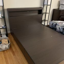 Queen Size Bed Frame With Headboard, Storage Drawer- 3 On Each Side