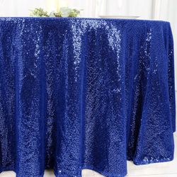 Royal Blue Sequin Round Tablecloths 
