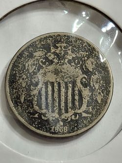 1868 U.S Shield Nickel / Antique Five Cents Coin