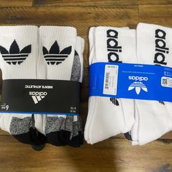 Adidas Mens  Sports Training Lot Of 2 Athletic Crew Socks 6 Pairs  SZ 6-12 white Red