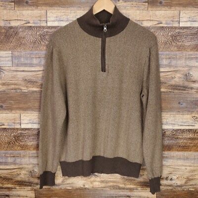 J. Crew Brown Long Sleeve Pullover Quarter Zip Size L