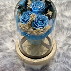 Preserved Soap Flower Bouquet In glass Dome