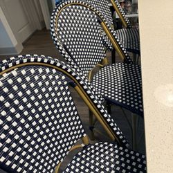 3 Navy & White Bistro Stools COUNTER HEIGHT