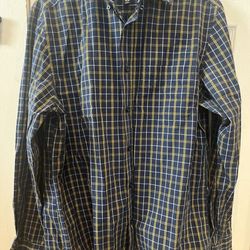 George Men's Long Sleeve Button Down Dress  Shirt Top Size XL Extra Large 46 48
