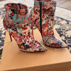 Loubi Collage Print Booties
