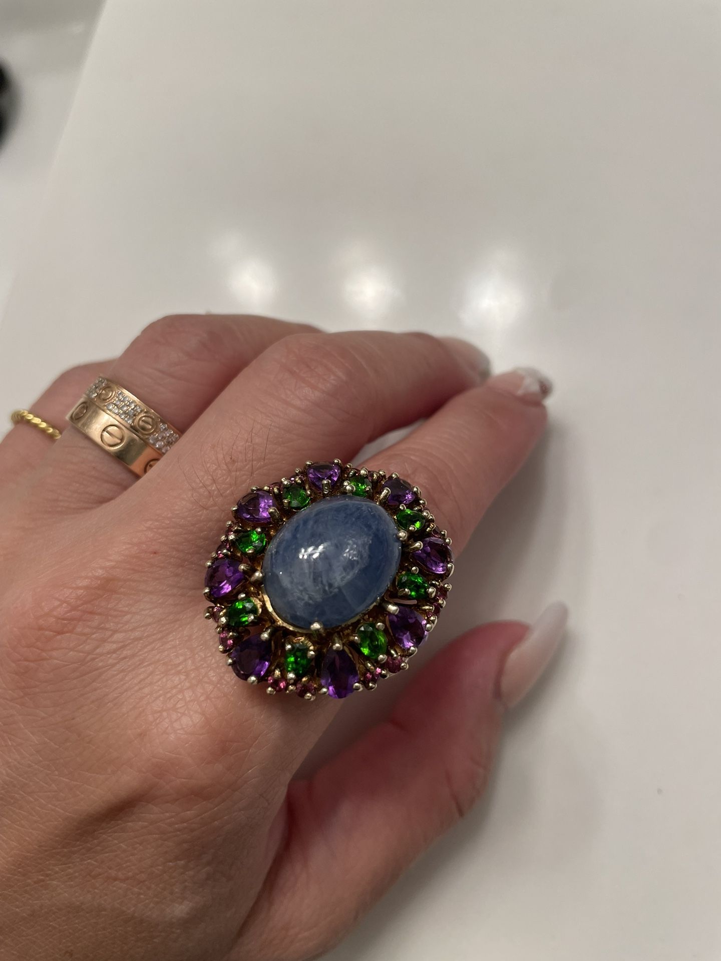 Sapphire With Amethyst Naturals Gems Stone - Best Gift! 