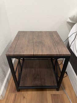 Industrial Wood and Metal End Table