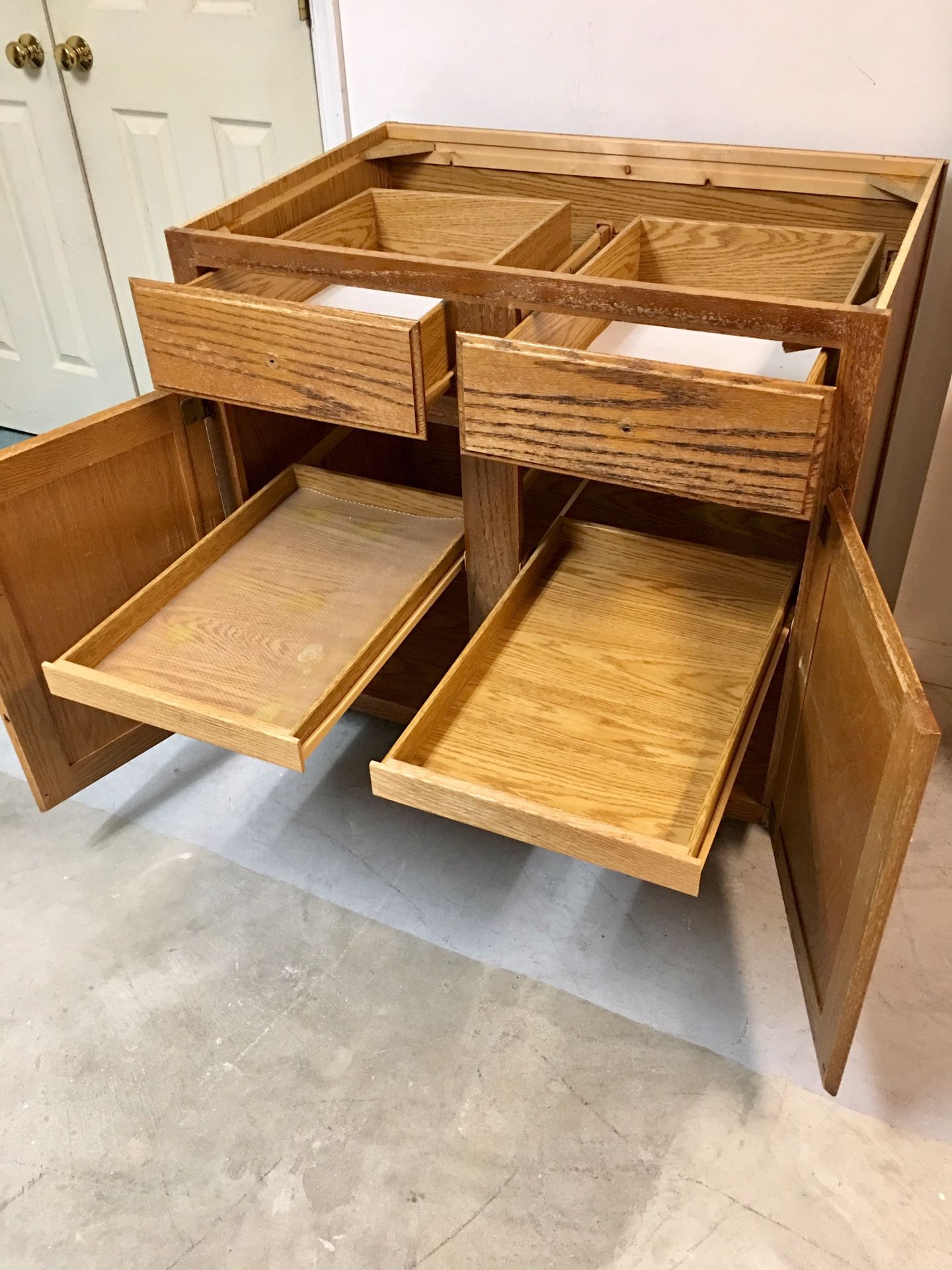 2 Solid Oak Kitchen Island Cabinets 36” & 42” wide.