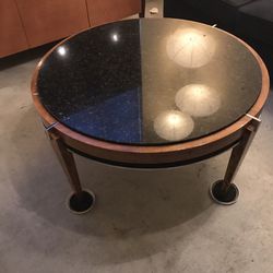 Coffee Table Chrome Wood and Stone