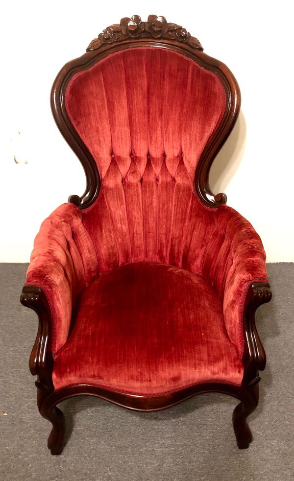 Antique Kimball Victorian Velvet Parlor Chair For Sale In Cypress