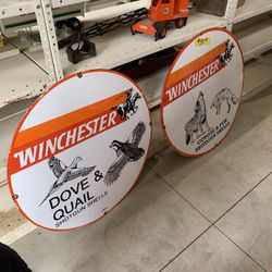 Winchester  ,  Remington , SMITH & Wesson 30 inch porcelain signs 