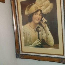 Framed Victorian Lady On The Phone 