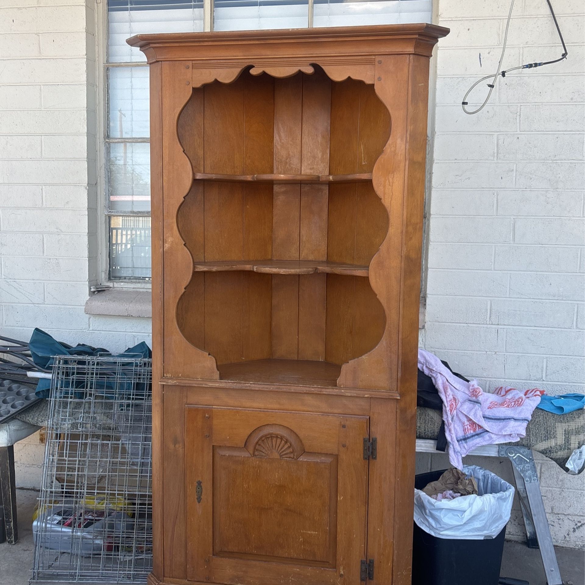 Antique Corner Cabinet Real Wood 