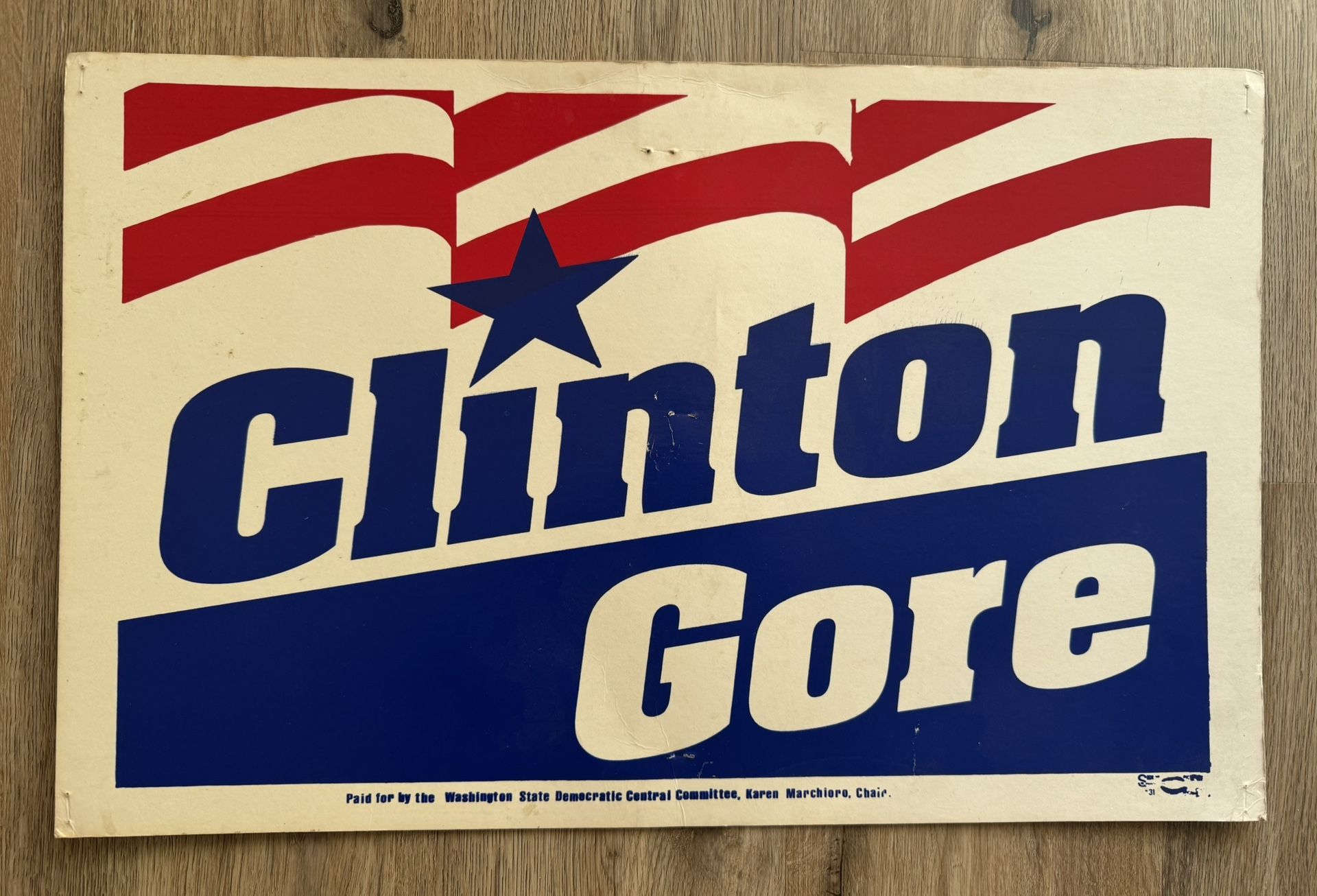 Vintage 1992 Clinton / Gore Political Poster