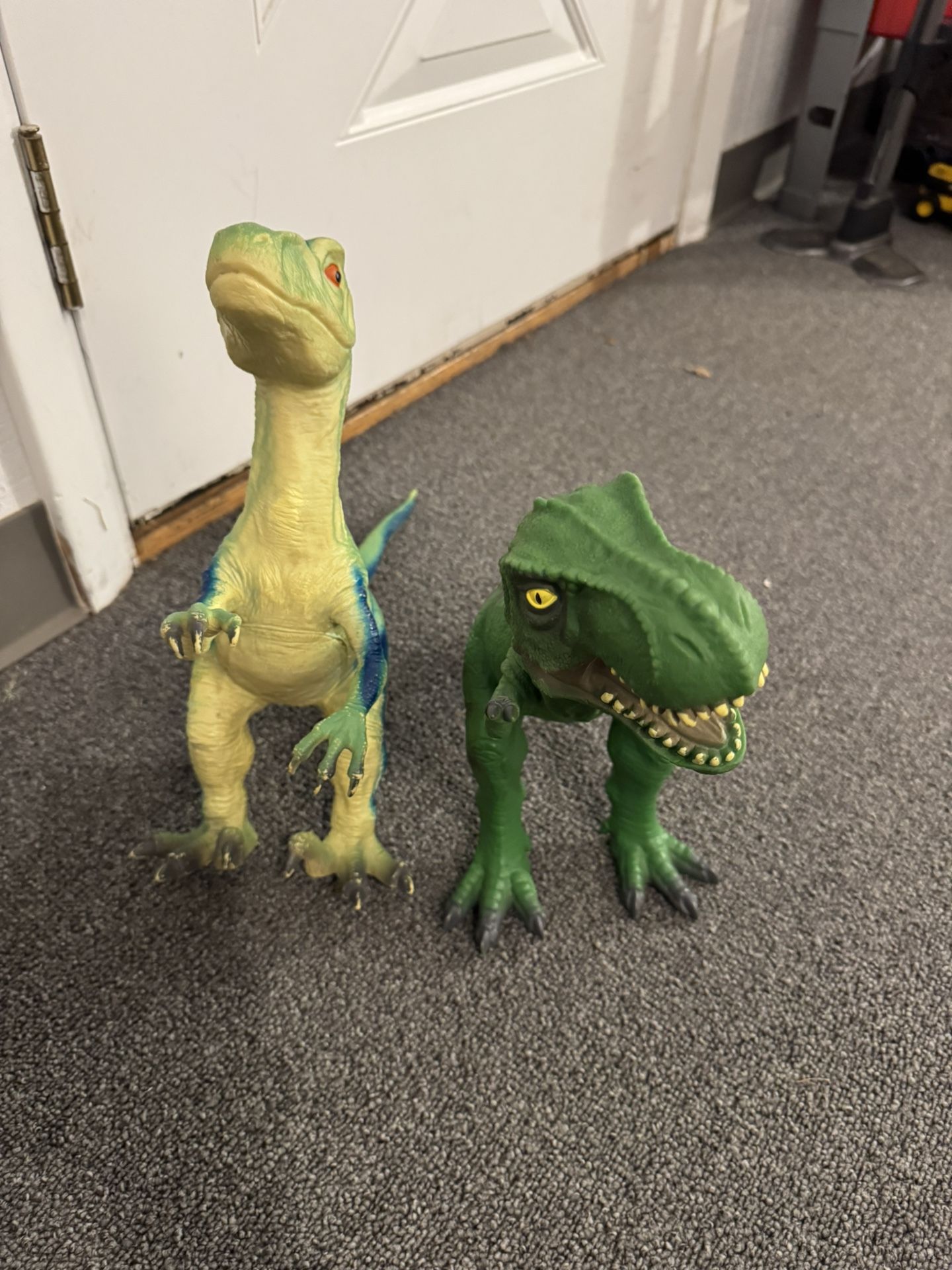 Tyrannosaurus Rex T-Rex Green Large Rubber Dinosaur Approx. 12” tall qty 2 