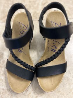 Blowfish Malibu Black Wedge Sandals