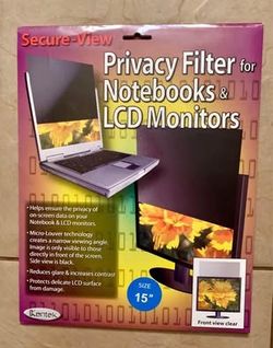 Privacy Filter For Notebooks & LCD Monitors - Fits 15 inch 
