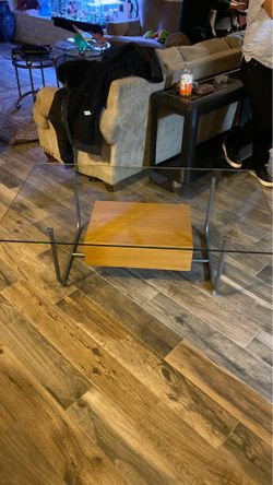 Glass wood coffee table